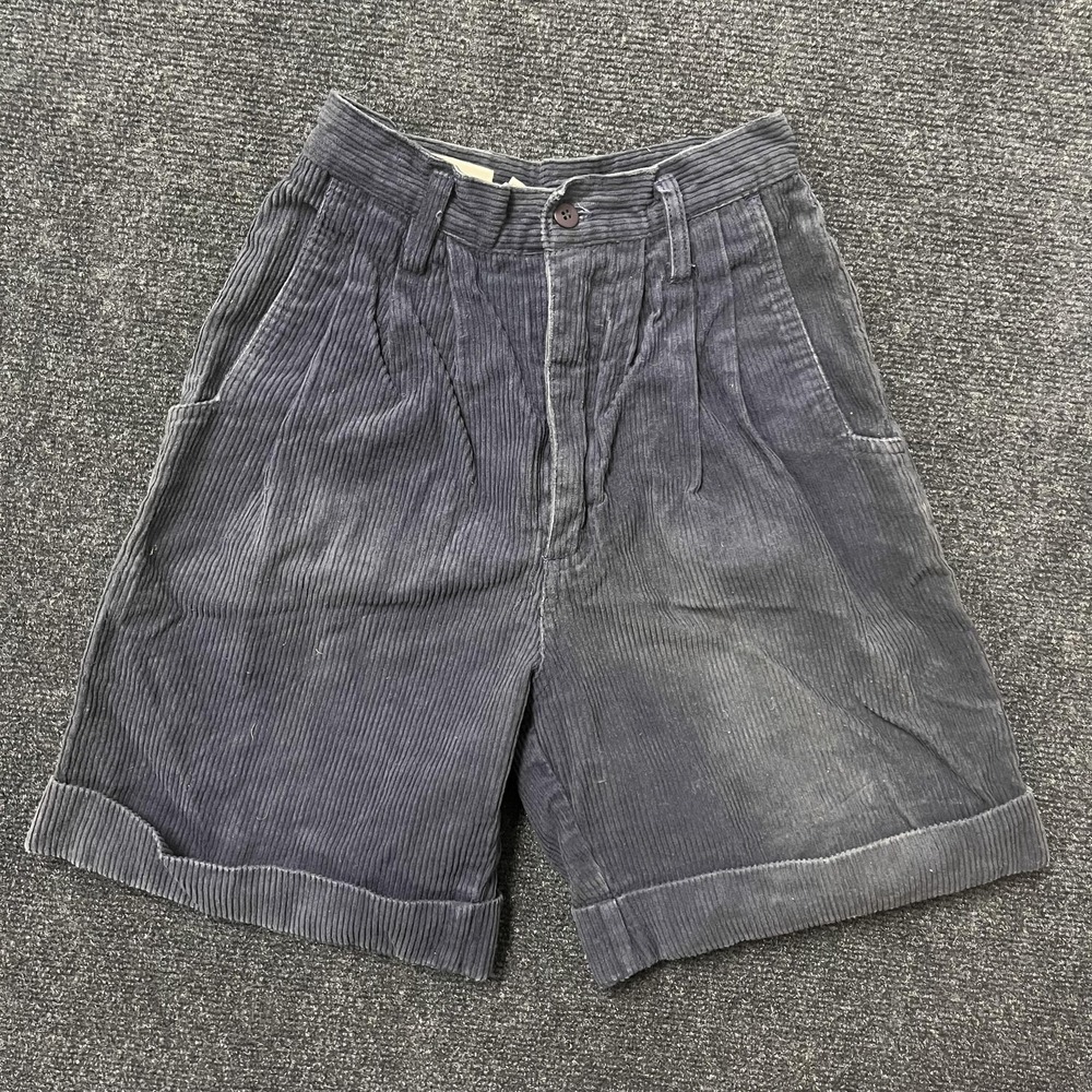 RIO Bermuda Shorts Womens Small Blue Corduroy Pleated Cuffed Relaxed Casual